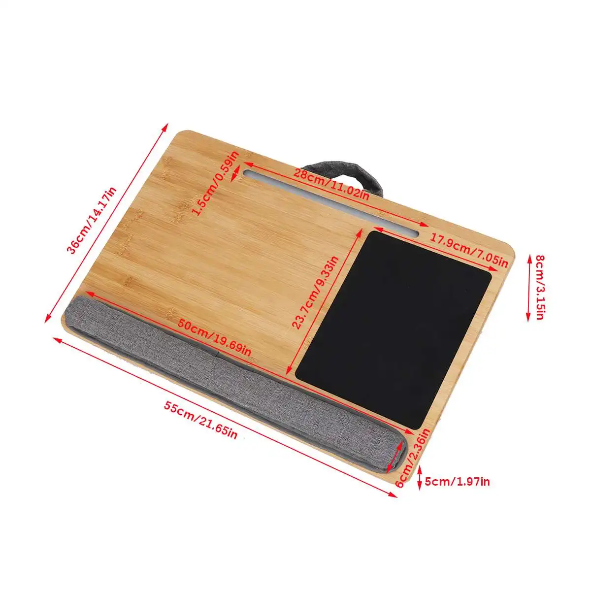 

22 Inch Portable Bamboo Laptop Desk Laptop Table Tray Computer Desk with Mouse Pad Wrist Cushion Support Sofa Bed Lapdesks