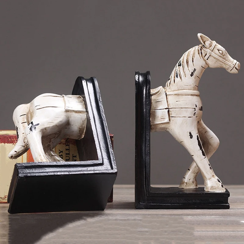 Ретро книжные полки украшения для офиса полимерная Конская скульптура