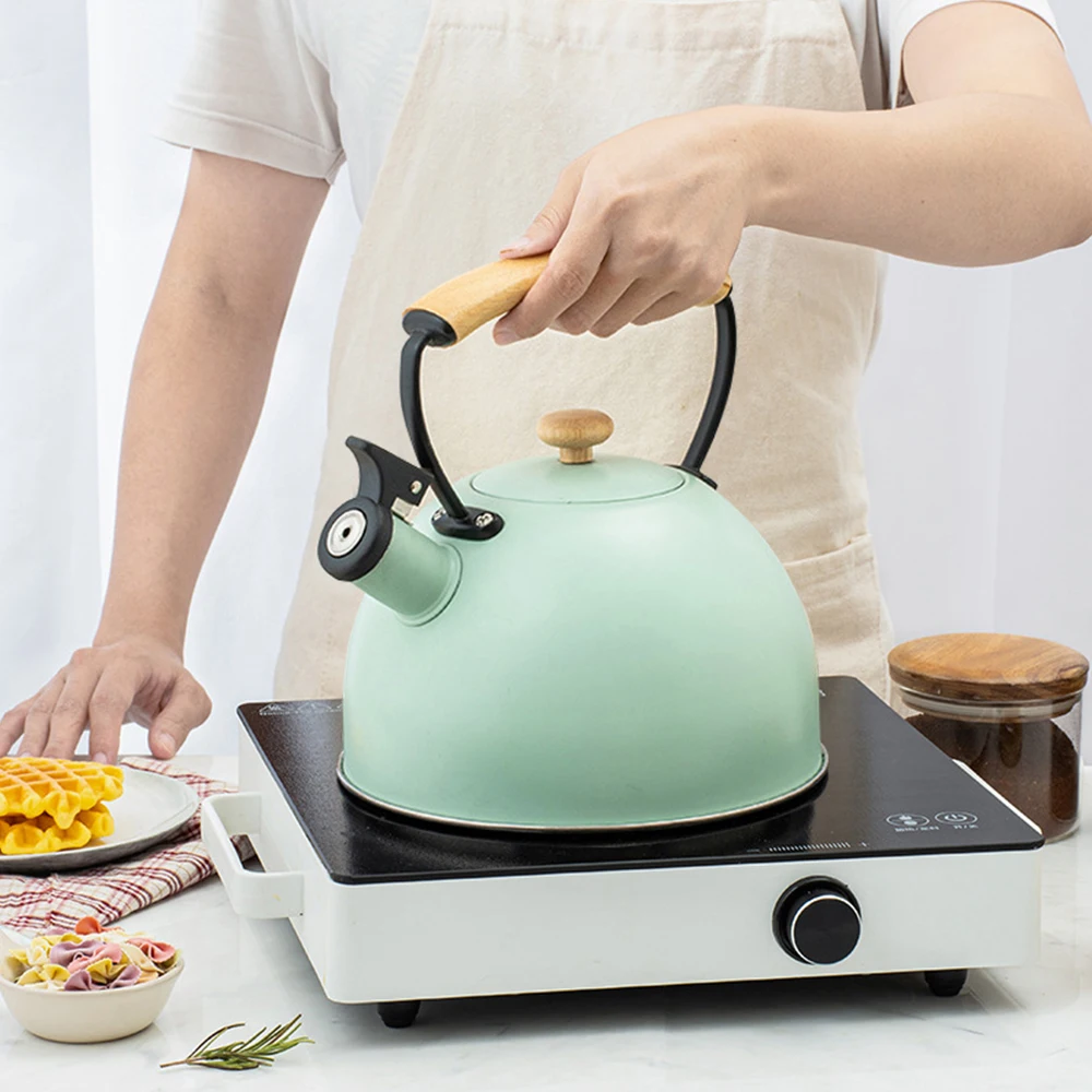 Чайник из нержавеющей стали для приготовления кофе с деревянной ручкой газовой