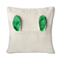 de bolsillo funda de almohada de lino de almohada de transferencia trmica bolsillo pillowcovers con orejas al por mayor cojn