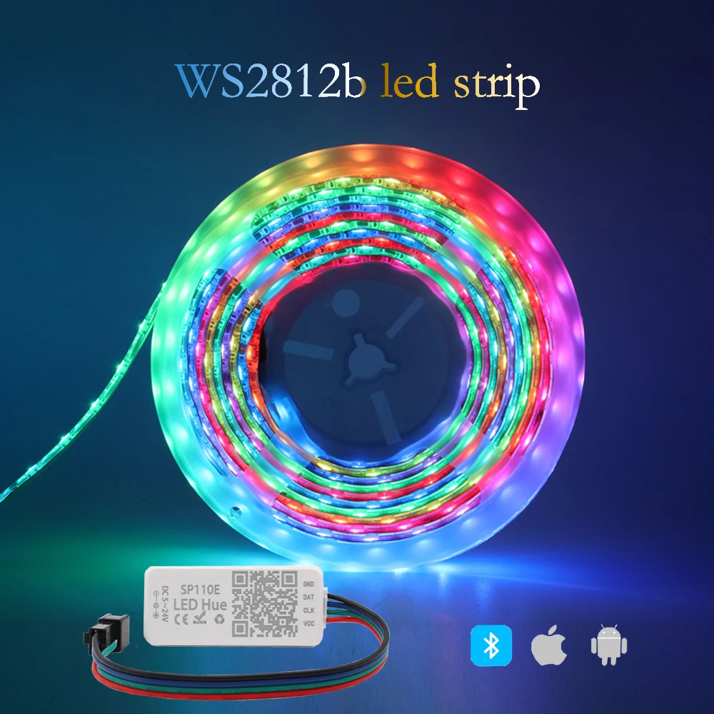 

WS2812B WS2812 RGB светодиодная полоса освещения SP110E (bluetooth пиксельный контроллер) комплект 60/144 светодисветодиодный s/m DC5V