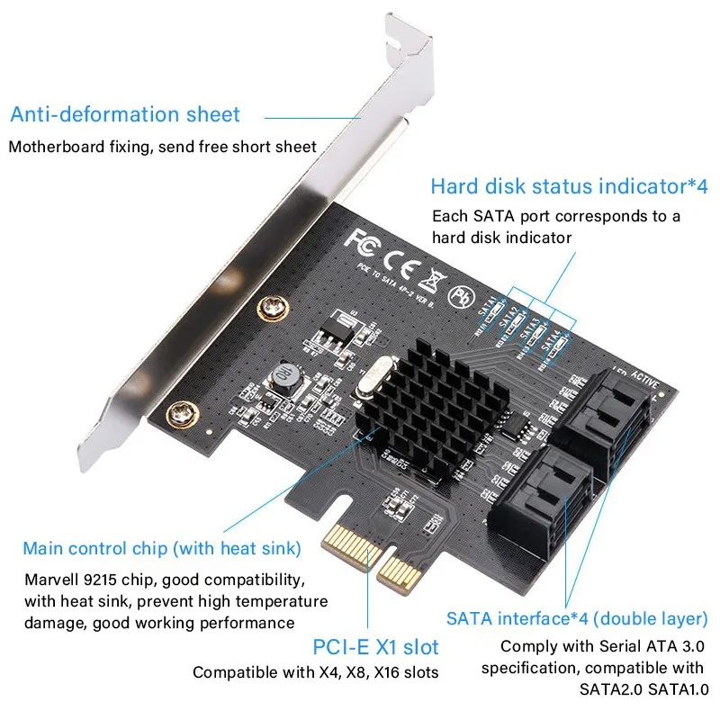 плата pci e к sata 30 адаптер pci e 1x карты pci express