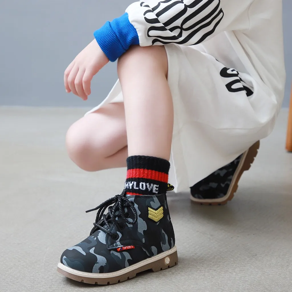 Новые детские ботинки обувь для мальчиков и девочек Детские Армейские Ботинки