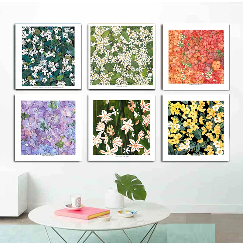 Красочная Акварельная Настенная картина с цветами маслом печать постер на