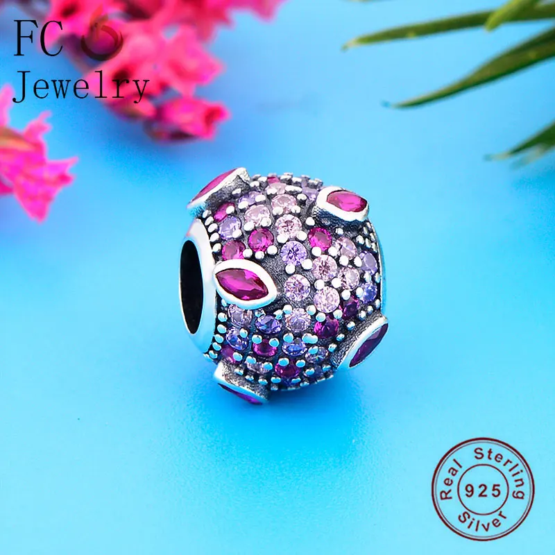 

FC Jewelry Fit Original Pan Charms Bracelet 925 Silver Ball with Oval Shape Zirconia Bead Making Reflexion Berloque 2020 New