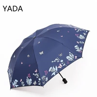 yada fashion butterfly and flowers print umbrellas windproof folding rainy umbrellas for women parasol anti uv umbrella yd210038