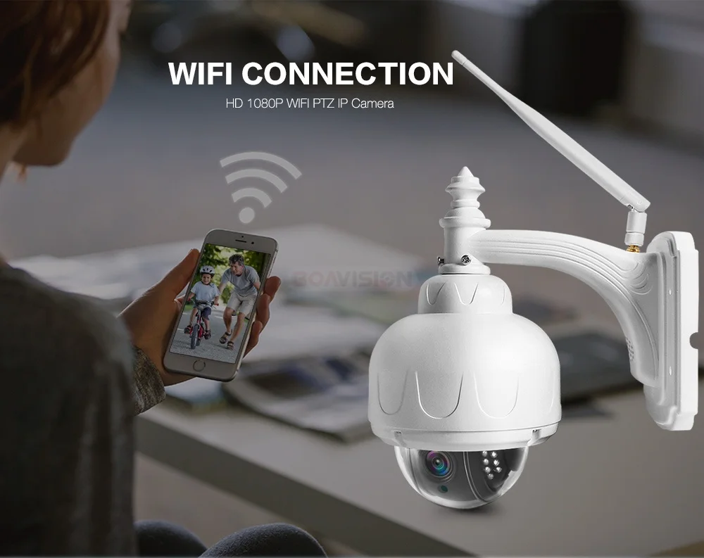 BOAVISION Беспроводная IP скоростная купольная камера Wifi HD 1080P 2MP PTZ уличная безопасность CCTV 2,7-13,5 мм Автофокус 5X зум SD карта ONVIF