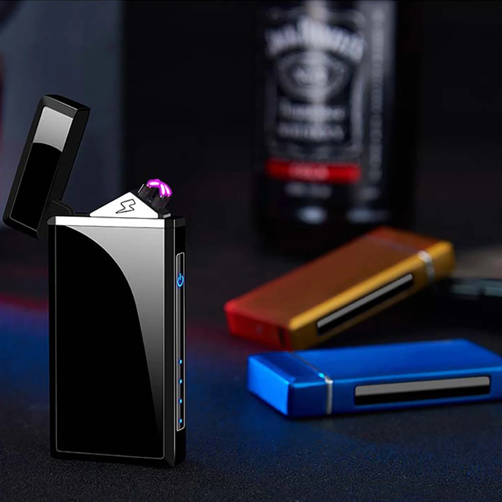 Dual Arc Plasma Lighter Electric USB Windproof Flameless Cigarette LED Power Display Rechargeable Gadget For Men | Дом и сад