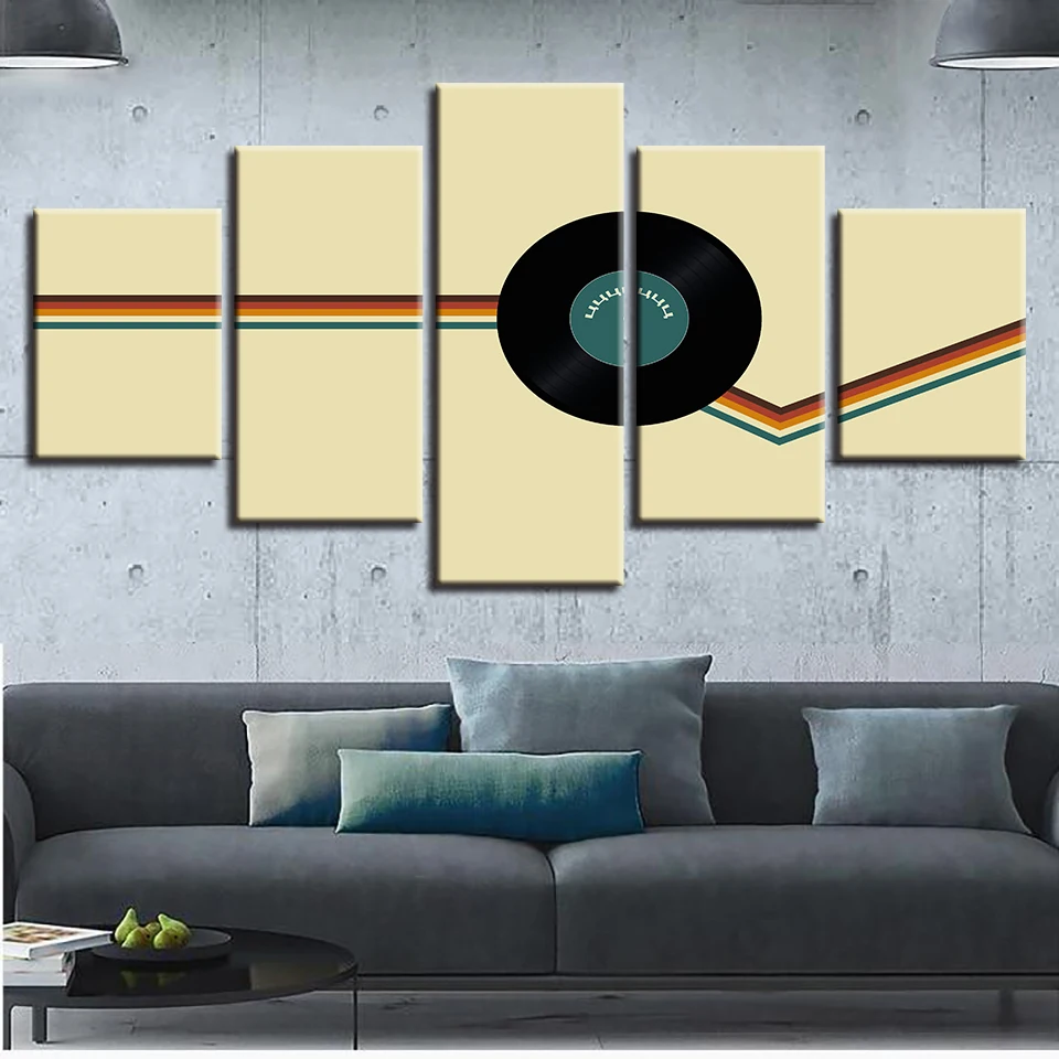 Музыкальный плакат с изображением гитары фортепиано скрипка барабан фонограф DJ 5