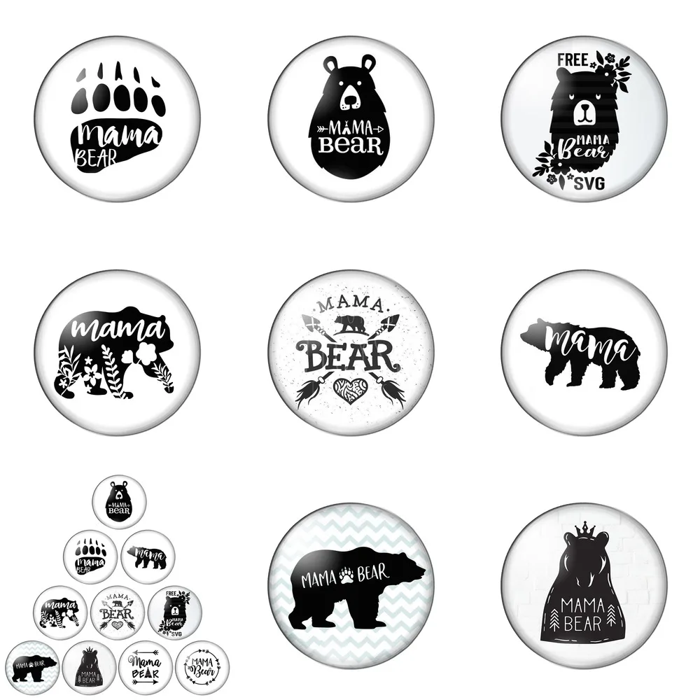 

Mama Bear Lovely Type Funny Round Photo Glass Cabochon Demo Flat Back Making Findings Handmade DIY Accessories