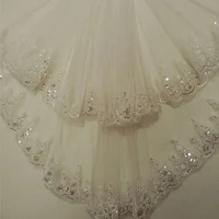 top online lace appliques elegant tulle two layer wedding bridal veil long wedding veil comb