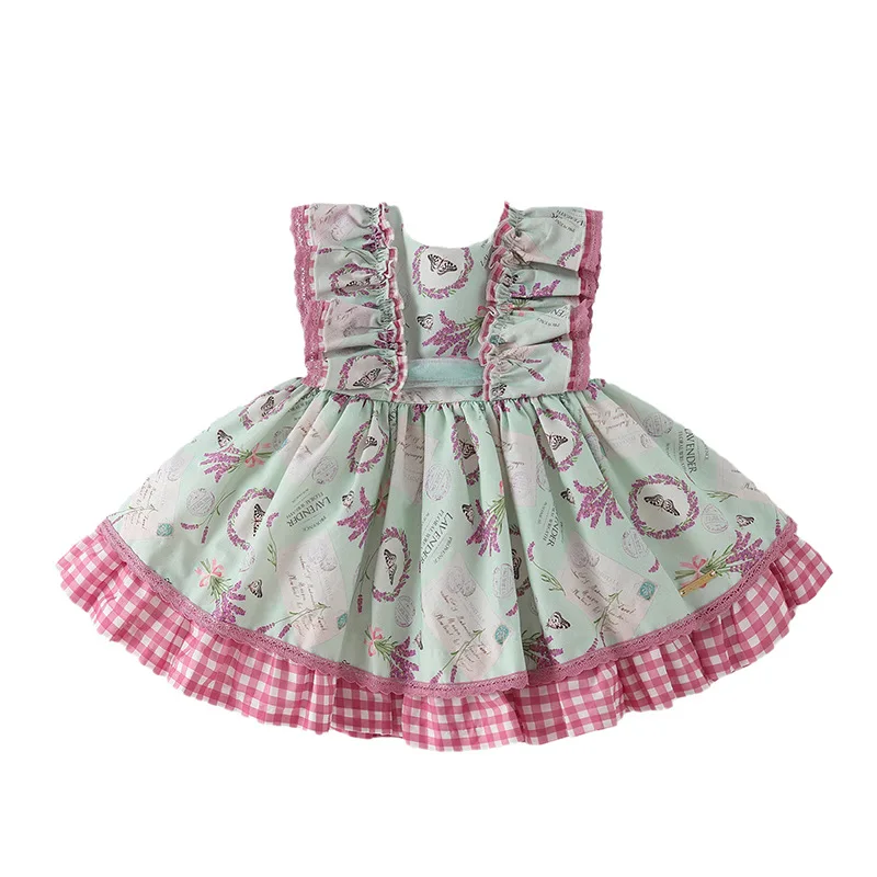 

2021 summer in Europe and the lovely children's skirt vest skirt back bow brim fairy skirt