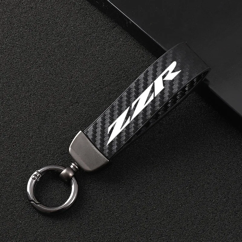

New fashion motorcycle carbon fiber leather rope Keychain key ring For KAWASAKI ZZR600 ZZR400 ZZR1100 ZZR 400 600 1100