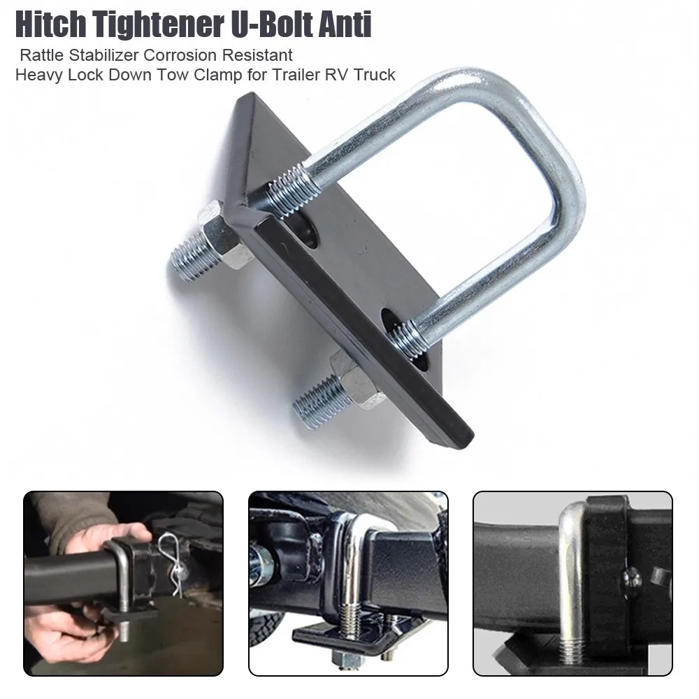 

Hitch Tightener U-Bolt Anti Rattle Stabilizer Corrosion Resistant Heavy Lock Down Tow Clamp for Trailer RV Truck