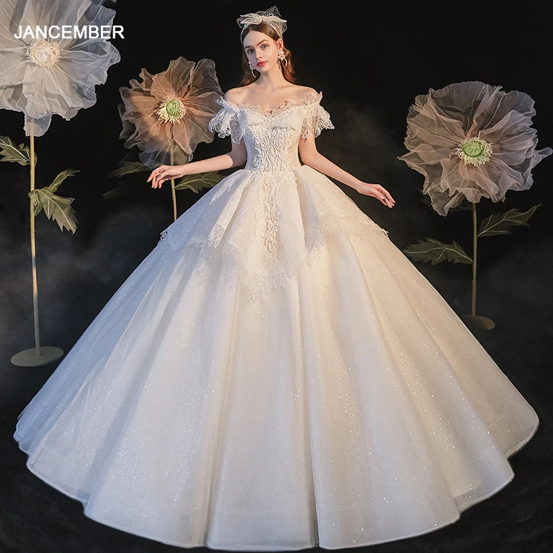 

JKM041 Champagne Wedding Dress Ball Gown Coset Back Beading Lace Bridal Gowns Real Photos платье шифоновое