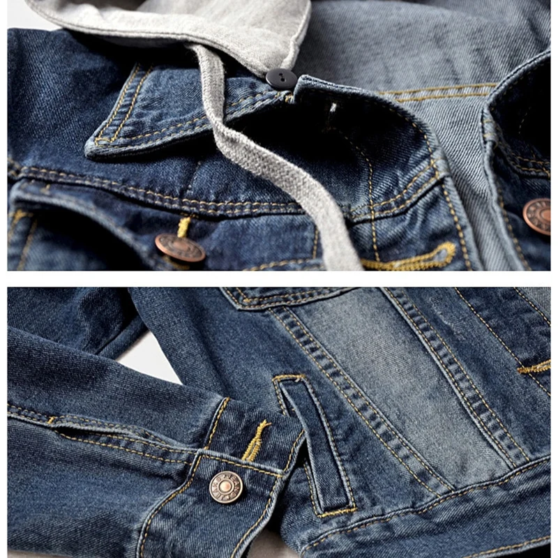 

Plus size 5XL Denim Short Coats Women New Spring Autumn Vintage Denim Tops Detachable Hooded Jacket Casual Female Jeans Jacket