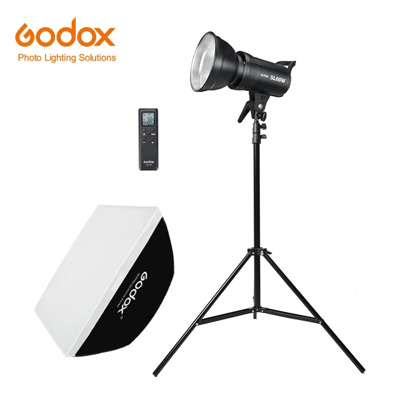 Godox SL-60W светодиодный видео светильник 5600K белая версия видео светильник непрерывного светильник комплект+ 190 см светильник подставка+ 60x90 см софтбокс с креплением Bowens