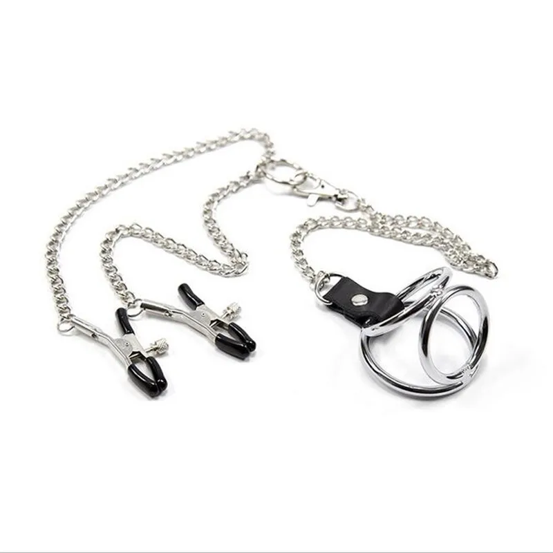 Взрослые игры кольцо для пениса Matel + на цепочке бдсм игрушки мужской массажер