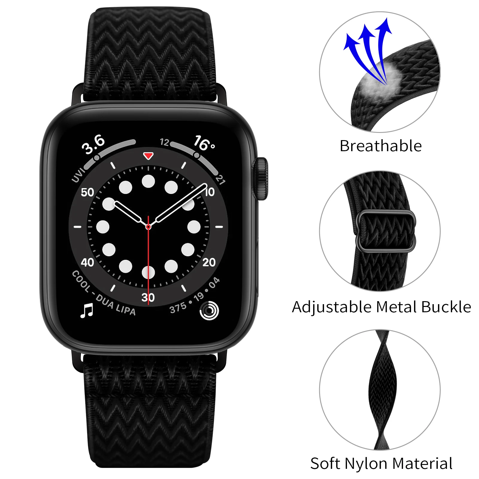 

Ремешок для Apple Watch Series 7 45 мм 41 мм SE 6 5 4 44 мм 40 мм, эластичный нейлоновый браслет для iWatch 3 42 мм 38 мм, браслет