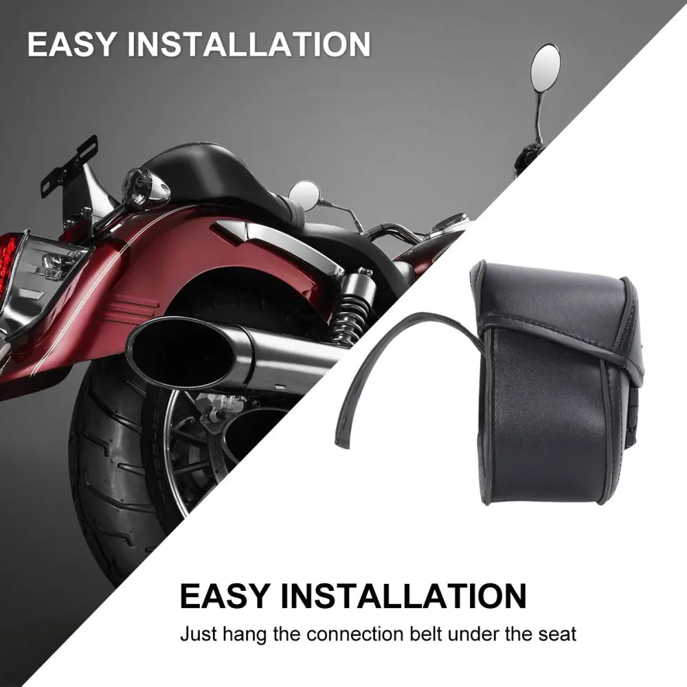 

1 Pair of Motorcycle Hanging Bag PU Leather Waterproof Wear-resistant Pouch Pocket
