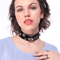 women winter handmade crystal bee statement choker cloth collar necklace