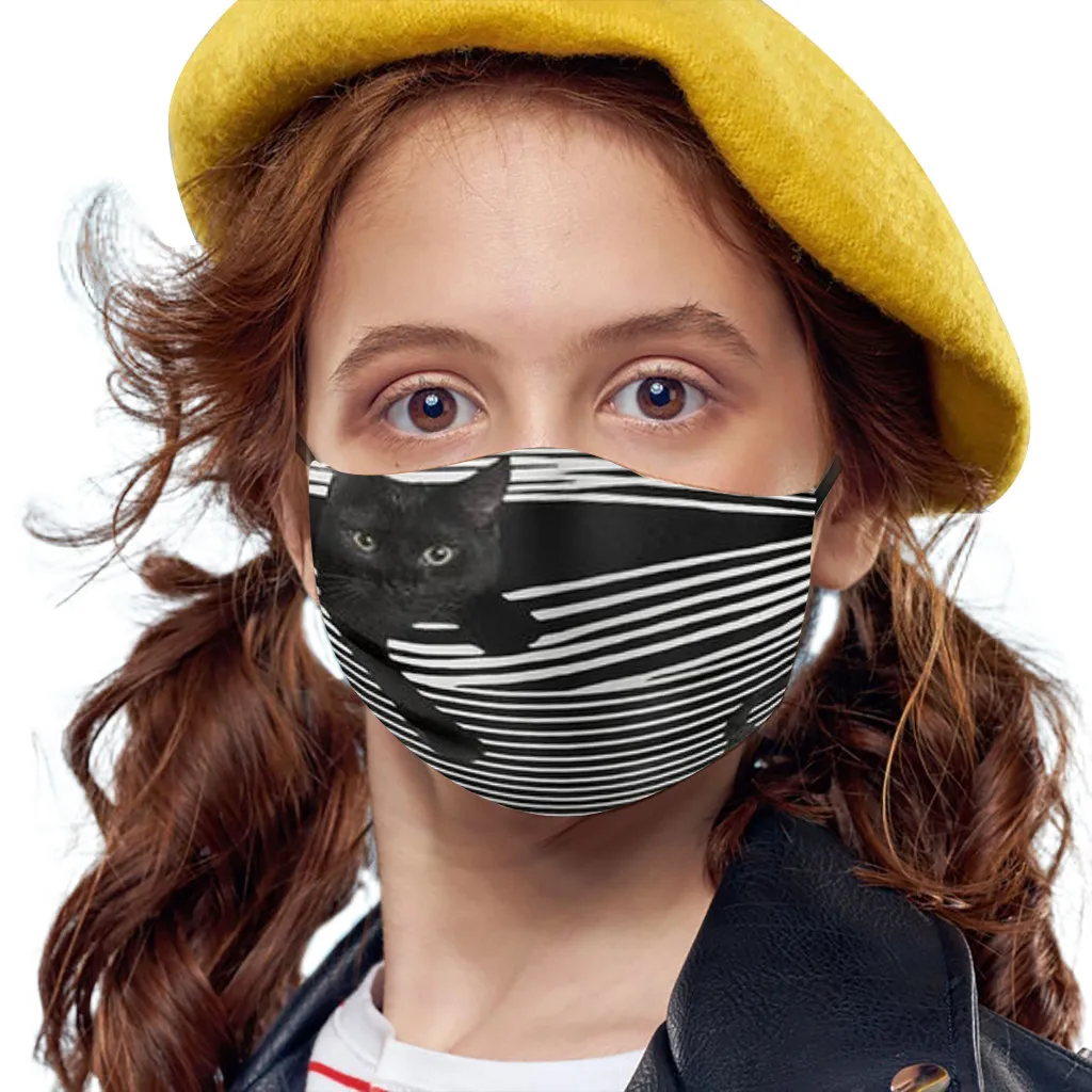 2020 3d Print Cat Face Filter2.5 Mouth Foam Mask Hip Hop Women/men Dust-proof Drinking Fountain For Boys/girls | Безопасность и