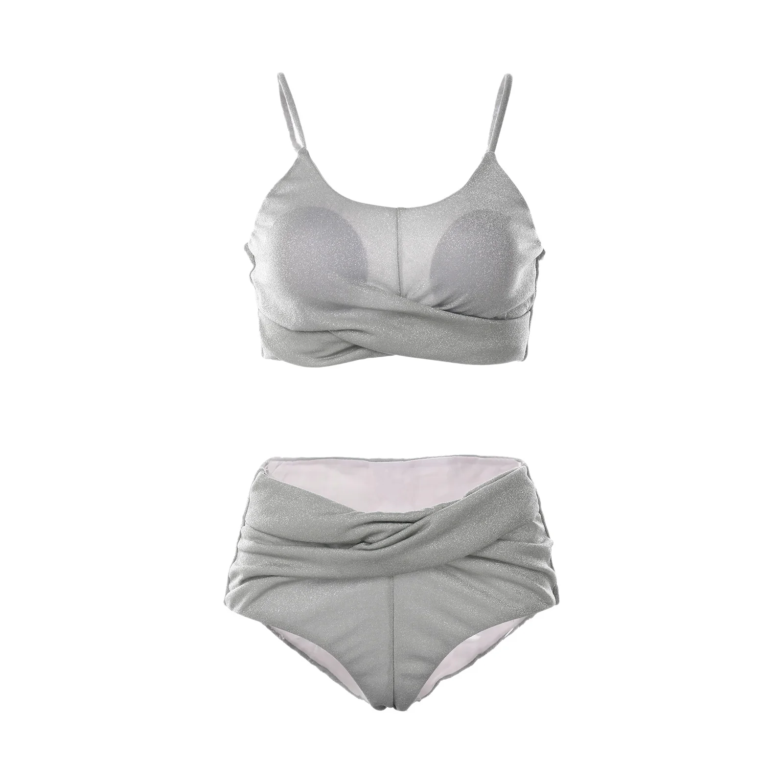 Женские блестящие комплекты бикини из 2 предметов бюстгальтер на бретельках с