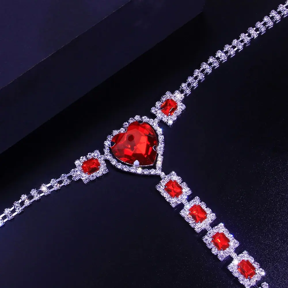 Сексуальная Красная цепочка для тела с кристаллами ювелирные изделия женщин
