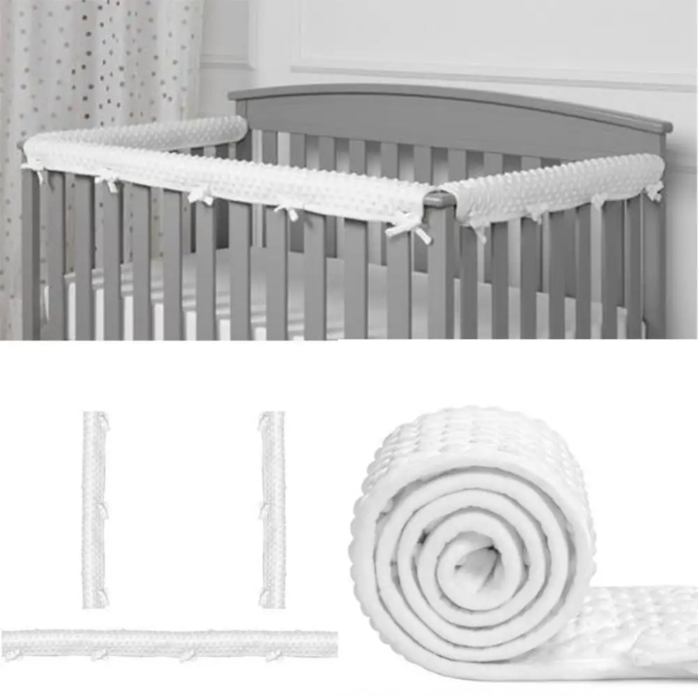 Solid Simplicity Crib Bumper Safe Cotton Crib Rail Cover For Defending Babies Thick Microfiber Filler Soft Safe Crib Rail Cover