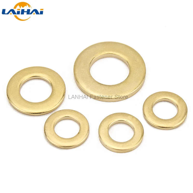 20/100pcs M2 M2.5 M3 M4 M5 M6 M8 M10 M12 GB97 DIN125 Solid Brass Copper Flat Washer Plain Gasket Pad High Quality | Обустройство дома