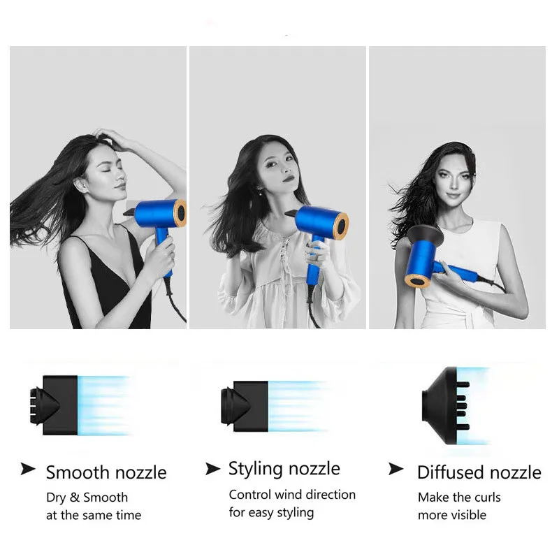 Фен для волос синий 2000 Вт профессиональные высокомощные Инструменты укладки Solon