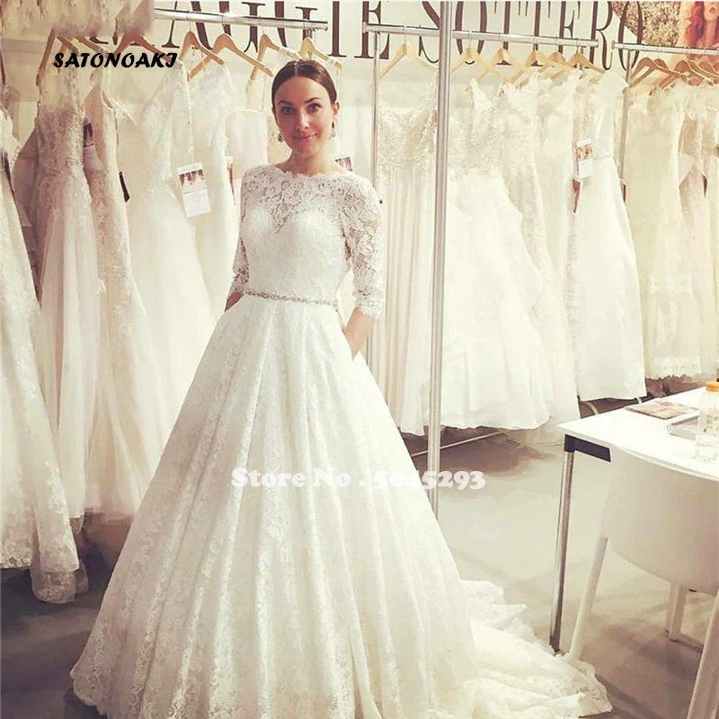 

Sexy Half Sleeves Lace White Wedding Dress Beaded Sashes Princesa Bride Rode De Mariage Vestido Noiva 2020 Online Shop Undefined