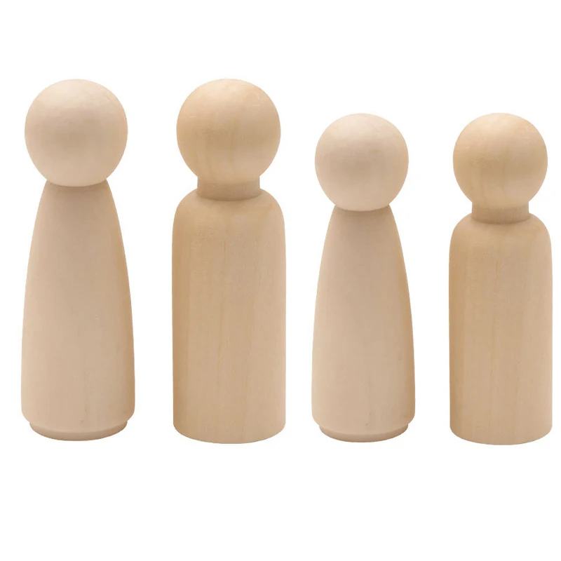 10Pc Wooden Peg Dolls Natural Maple Girls And Boys Family Unpainted Wood Blanks For Diy Home Decoration Craft Baby Toys | Дом и сад