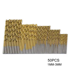 50 шт. 11.52.02.53 мм Титан покрытием спиральное сверло высокое Сталь для деревообработки Пластик и Алюминий HSS сверло набор