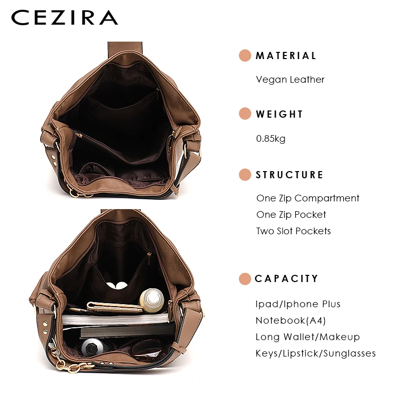 Сумка через плечо CEZIRA Женская из искусственной кожи с металлическими