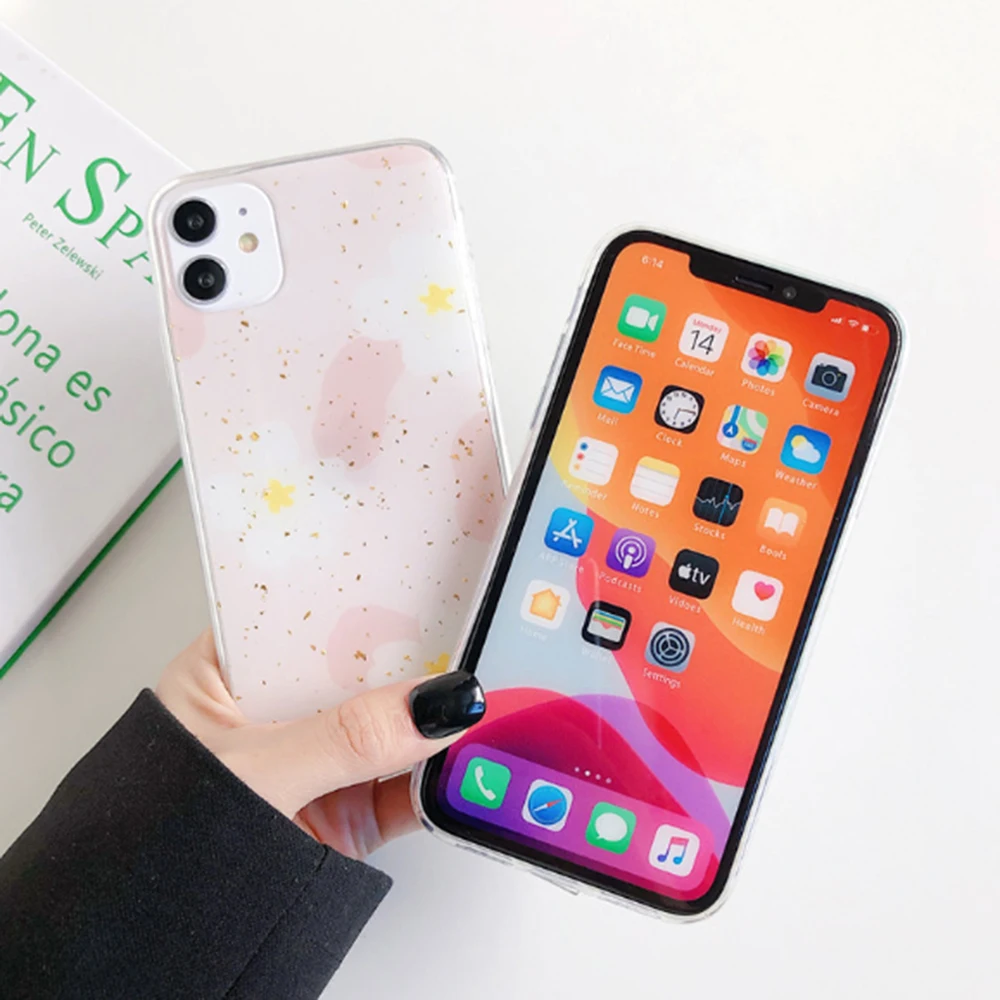 

2021 Hot Selling For iphone 11 Pro Max Precision Hole Watercolor Flowers Soft Phone Case for iphone 7 7plus 8 8plus X XR XS MAX