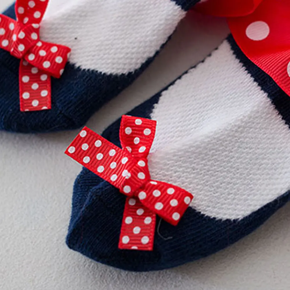 

1 Pair Infant Baby Girl Ruffled Dot Print Bowknot Cotton Princess Ankle Socks Autumn Winter infant non-slip Cotton Princess Sock