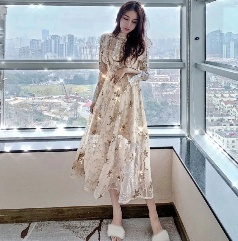 Платья с вышивкой свободного покроя модельные туфли для женщин Сезон весна осень