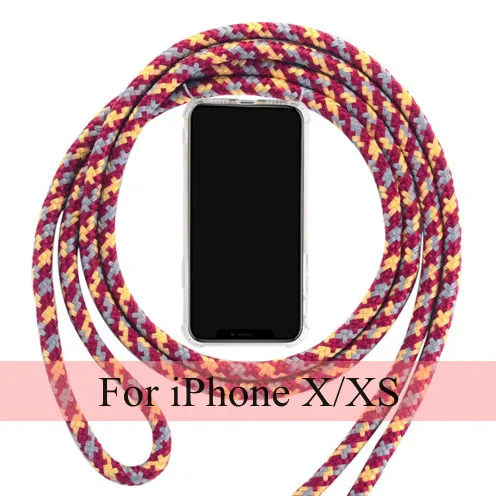 Чехол с шнурком и цепочкой для iphone 7, 8 plus, X, XS, оболочка, Кроссбоди, ожерелье, ремешок, чехол для телефона s, для iphone 7, P, 8, P, 7, 8 plus, X, XS, чехол - Цвет: 02 for iphone X XS