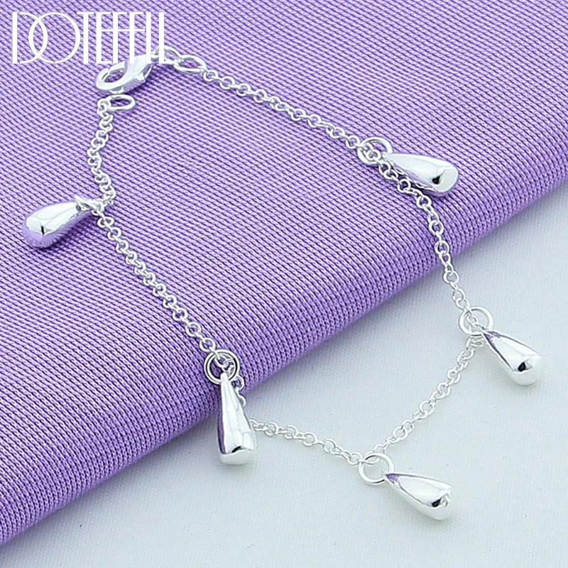 

DOTEFFIL 925 Sterling Silver Five Water Drops/Raindrops Bracelet For Woman Charm Wedding Engagement Party Fashion Jewelry