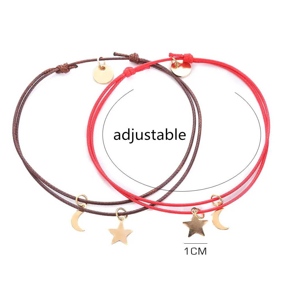 Женский пляжный браслет Htzzy ножной шнур с подвеской в виде звезды и Луны