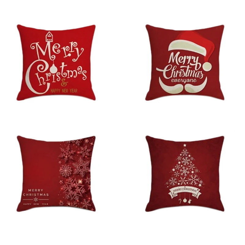 

Christmas Square Pillowcase Home Decor Linen Pillow Cases Cushion Covers for Sofa Car Festive Pattern Gift 45X45cm