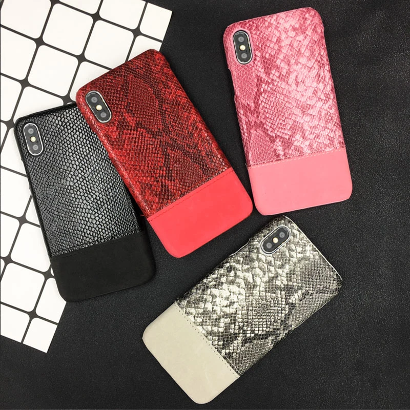 Чехол для iPhone 11 5s 6s 7 8 Plus X XR XS Max под кожу змеи твердый чехол Samsung S8 S9 S10 Lite 1 защитная