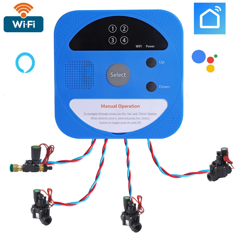 Controlador de riego con v&aacute;lvula de agua para el hogar, sistema de temporizador de riego inteligente con conexi&oacute;n WIFI, para jard&iacute;n, Tuya-0