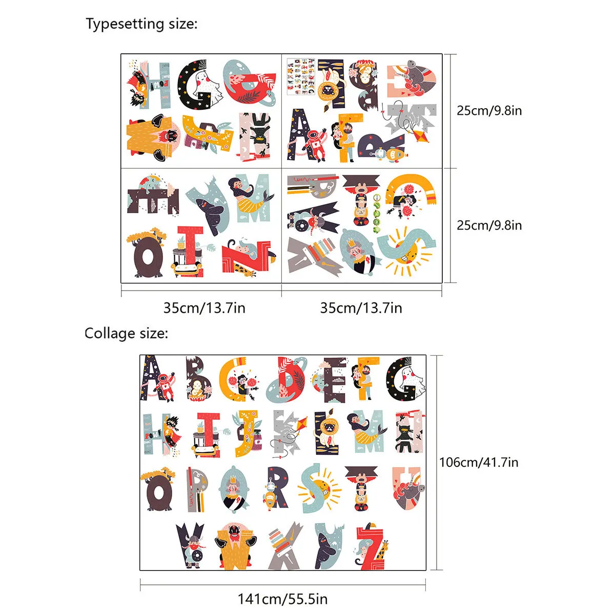 

Zollor 4pcs/set Cartoon Creative 26 English Letters Wall Paste Kindergarten Decoration Children Room Study Home Decoration Paste