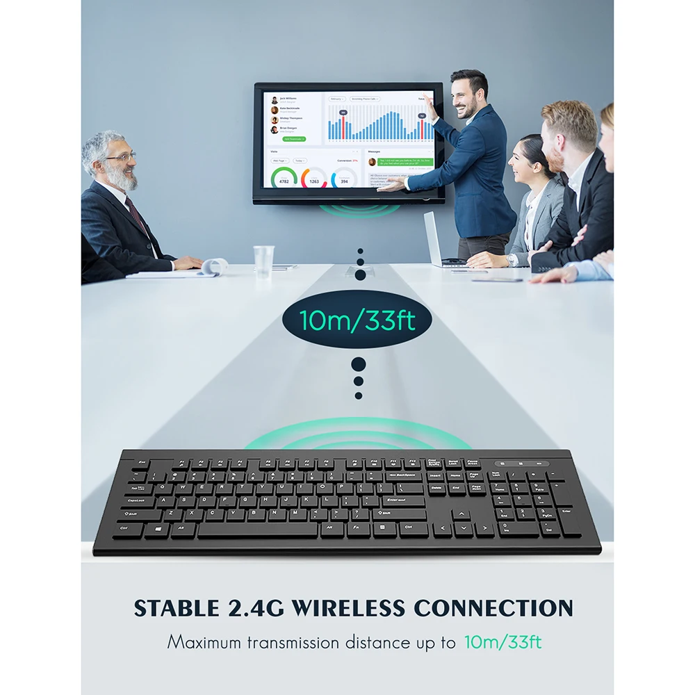 VicTsing PC114 беспроводная клавиатура и мышь 104 клавиши 1600 DPI Мышь Комбинированный