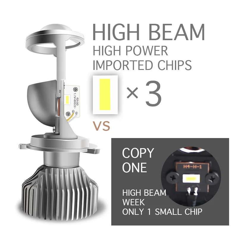 2PCS H4 G6 LED Hi-Low MINI Projector Lens Headlight For Car Clear Dual Beam Pattern 12V 5500K NO Astigmatic Problem 70W 12000LM - купить по