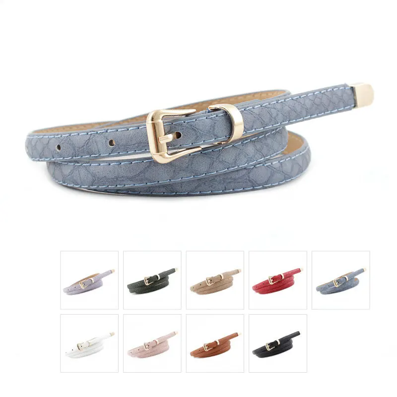 

New Korean Fashion All-match Snake Pattern Pin Buckle Belt Women Thin Belt Decorated Denim Casual Pants