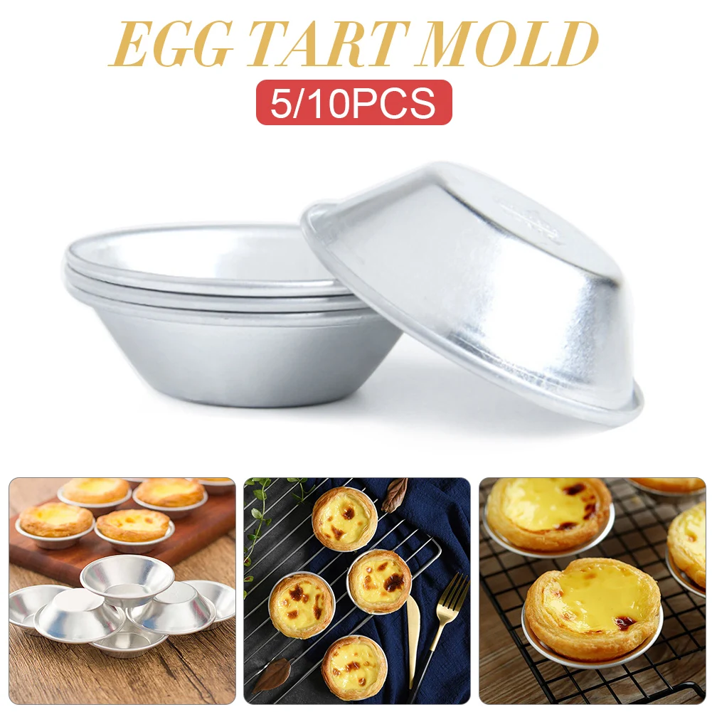 

5/10pcs Egg Tart Mould Reusable Aluminum Alloy Easy To Clean Mold For Cupcake Muffin Cookie For Bakingware Accessories Tools