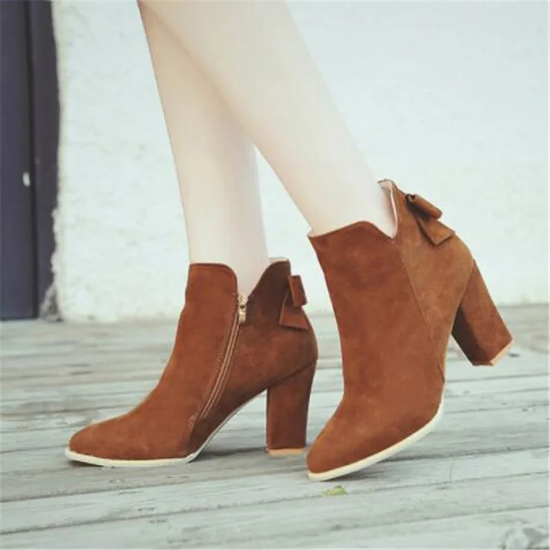 Женские ботинки из флока ботильоны на весну и осень женские для вечевечерние в